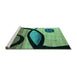 Sideview of Machine Washable Abstract Turquoise Modern Area Rugs, wshabs3053turq