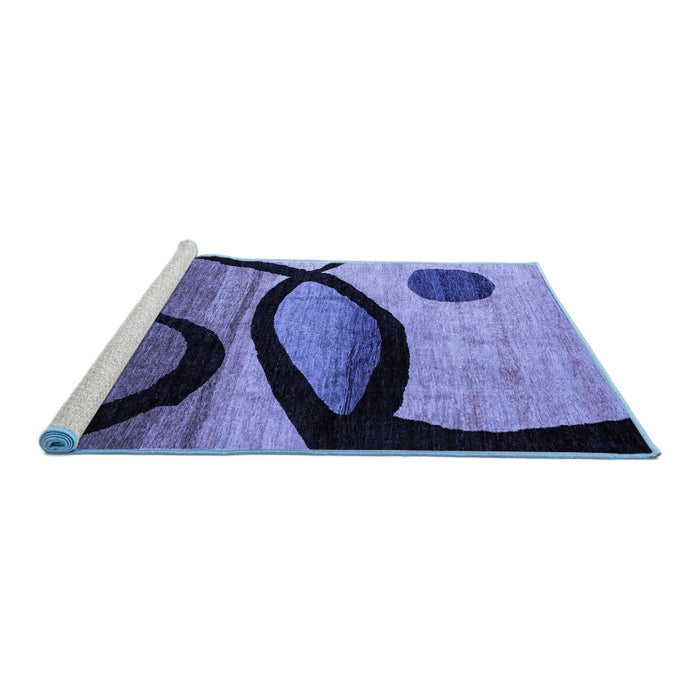 Sideview of Machine Washable Abstract Blue Modern Rug, wshabs3053blu