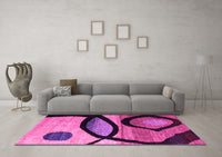 Machine Washable Abstract Pink Modern Rug, wshabs3053pnk