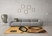 Machine Washable Abstract Brown Modern Rug in a Living Room,, wshabs3053brn