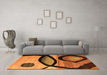 Machine Washable Abstract Orange Modern Area Rugs in a Living Room, wshabs3053org