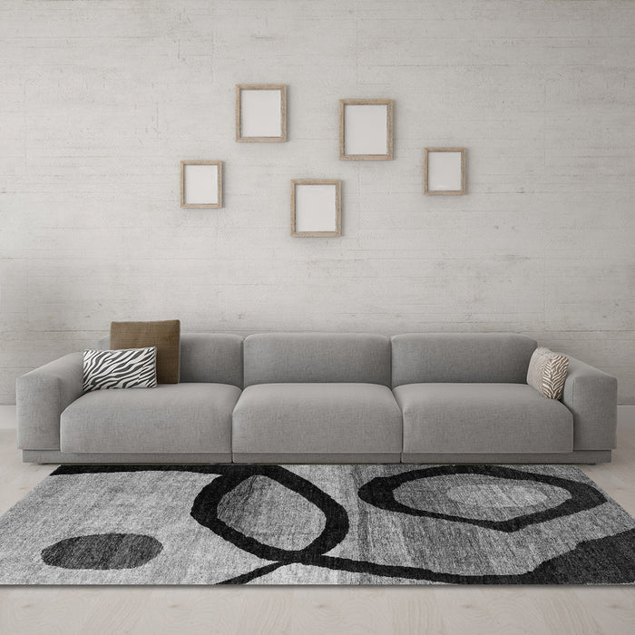 Machine Washable Abstract Gray Modern Rug in a Living Room,, wshabs3053gry