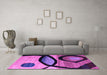 Machine Washable Abstract Purple Modern Area Rugs in a Living Room, wshabs3053pur