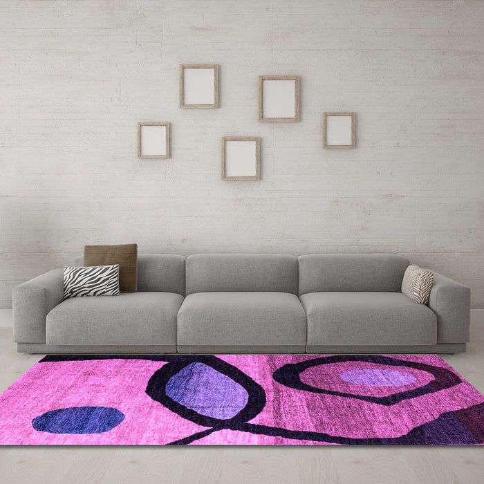 Machine Washable Abstract Purple Modern Area Rugs in a Living Room, wshabs3053pur