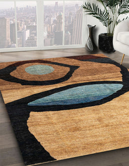 Machine Washable Abstract Bakers Brown Rug in a Family Room, wshabs3053