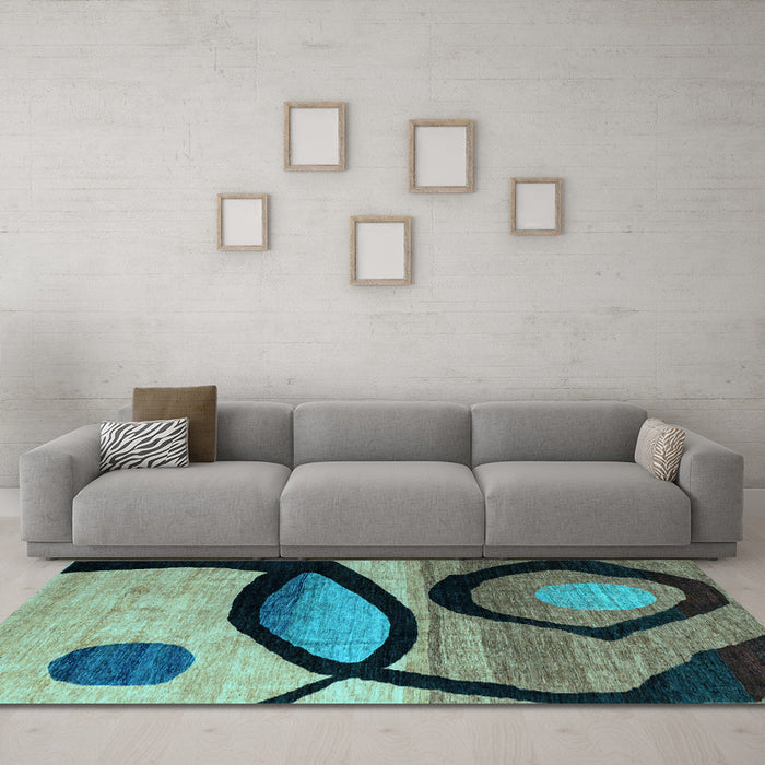 Machine Washable Abstract Light Blue Modern Rug in a Living Room, wshabs3053lblu