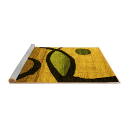 Sideview of Machine Washable Abstract Yellow Modern Rug, wshabs3053yw