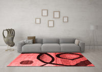 Machine Washable Abstract Red Modern Rug, wshabs3053red