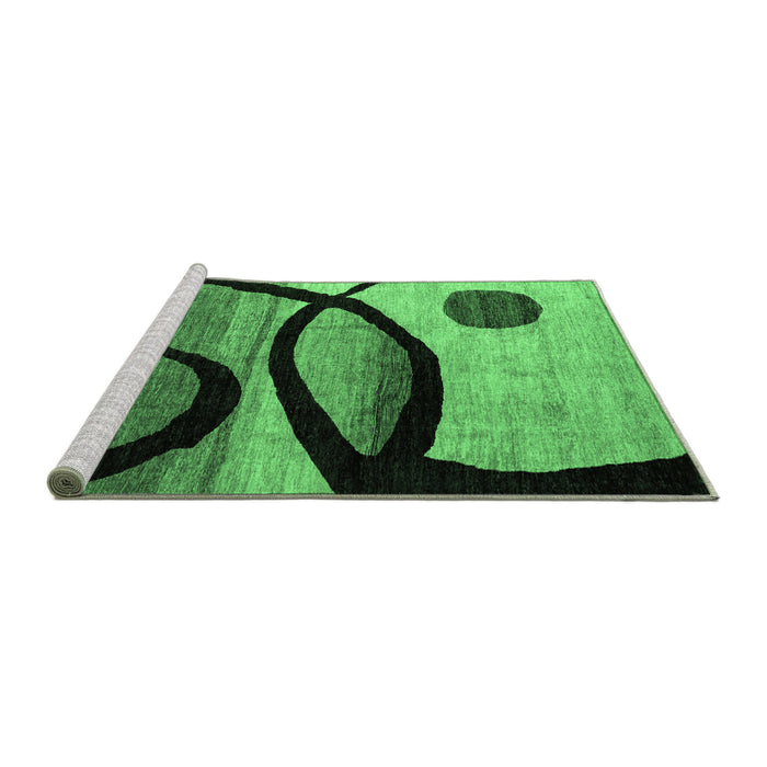 Sideview of Machine Washable Abstract Emerald Green Modern Area Rugs, wshabs3053emgrn