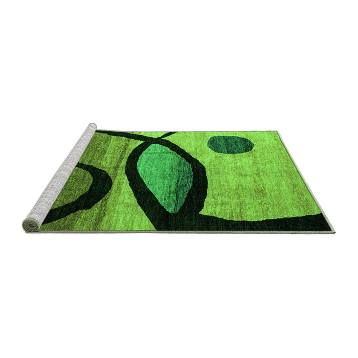 Sideview of Machine Washable Abstract Green Modern Area Rugs, wshabs3053grn