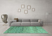 Machine Washable Oriental Turquoise Modern Area Rugs in a Living Room,, wshabs3054turq