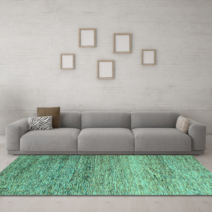 Machine Washable Oriental Turquoise Modern Area Rugs in a Living Room,, wshabs3054turq