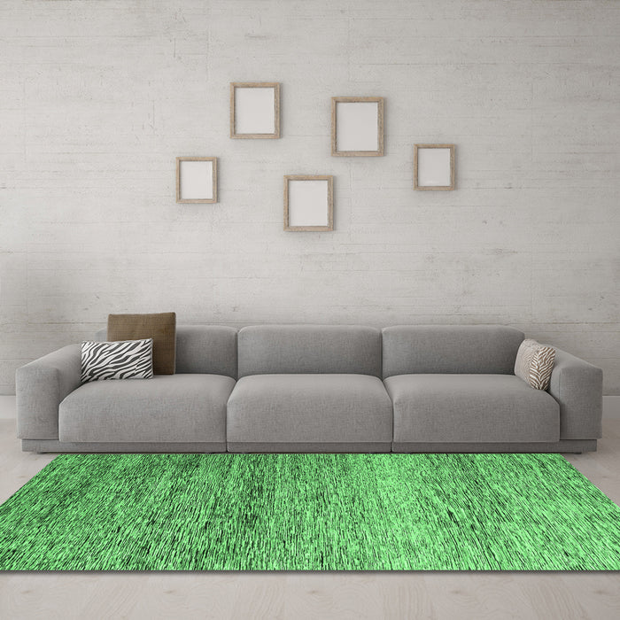 Machine Washable Oriental Emerald Green Modern Area Rugs in a Living Room,, wshabs3054emgrn