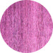 Round Oriental Pink Modern Rug, abs3054pnk