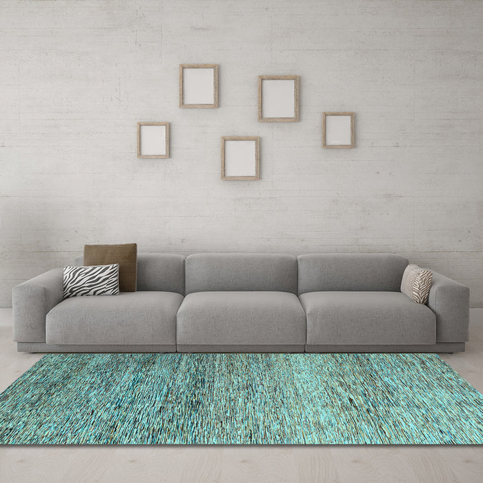 Machine Washable Oriental Light Blue Modern Rug in a Living Room, wshabs3054lblu