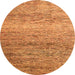 Round Machine Washable Oriental Orange Modern Area Rugs, wshabs3054org