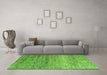 Machine Washable Oriental Green Modern Area Rugs in a Living Room,, wshabs3054grn