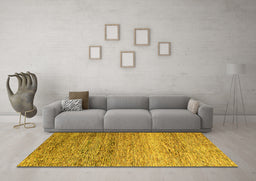 Machine Washable Oriental Yellow Modern Rug in a Living Room, wshabs3054yw