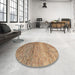 Round Machine Washable Abstract Yellow Rug in a Office, wshabs3054