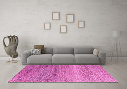 Machine Washable Oriental Pink Modern Rug in a Living Room, wshabs3054pnk