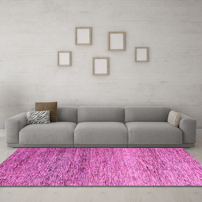 Machine Washable Oriental Pink Modern Rug in a Living Room, wshabs3054pnk