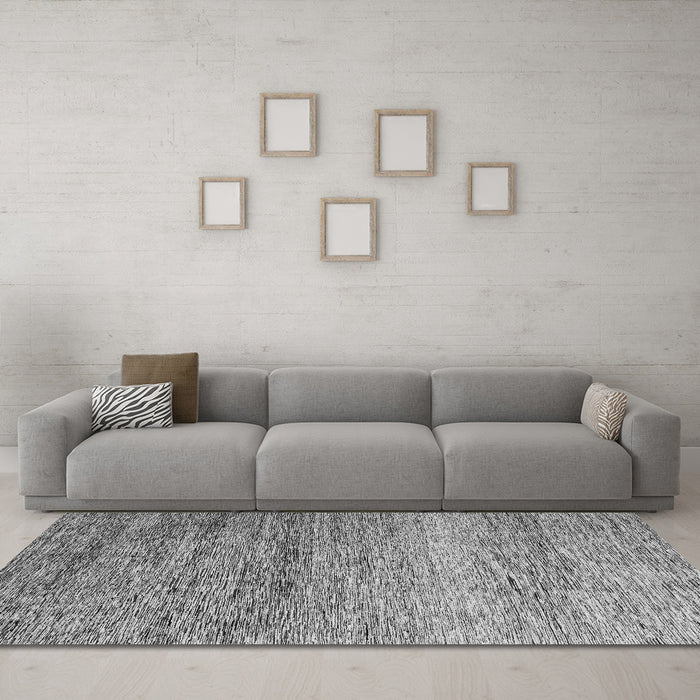 Machine Washable Oriental Gray Modern Rug in a Living Room,, wshabs3054gry