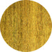 Round Oriental Yellow Modern Rug, abs3054yw