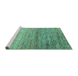 Sideview of Machine Washable Oriental Turquoise Modern Area Rugs, wshabs3054turq
