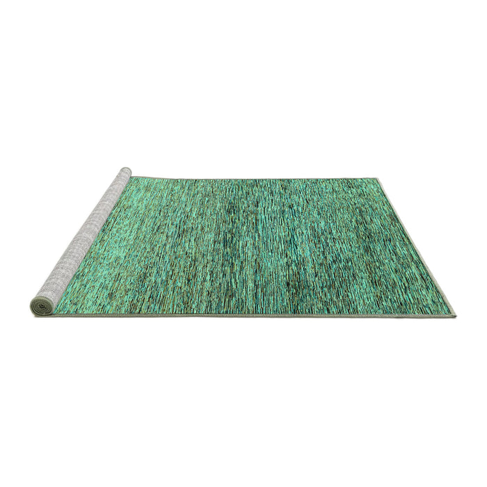 Sideview of Machine Washable Oriental Turquoise Modern Area Rugs, wshabs3054turq