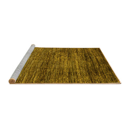 Sideview of Machine Washable Oriental Yellow Modern Rug, wshabs3055yw