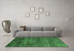 Machine Washable Oriental Emerald Green Modern Area Rugs in a Living Room,, wshabs3055emgrn