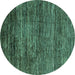 Round Oriental Turquoise Modern Rug, abs3055turq