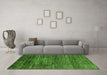 Machine Washable Oriental Green Modern Area Rugs in a Living Room,, wshabs3055grn