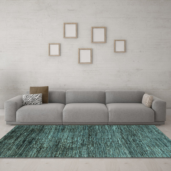 Machine Washable Oriental Light Blue Modern Rug in a Living Room, wshabs3055lblu