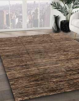 Machine Washable Abstract Bakers Brown Rug in a Family Room, wshabs3055