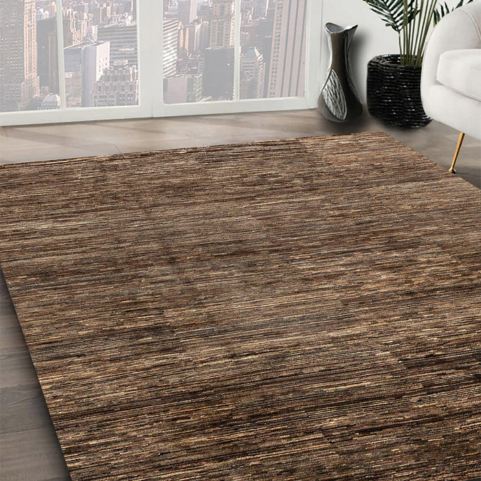 Machine Washable Abstract Bakers Brown Rug in a Family Room, wshabs3055