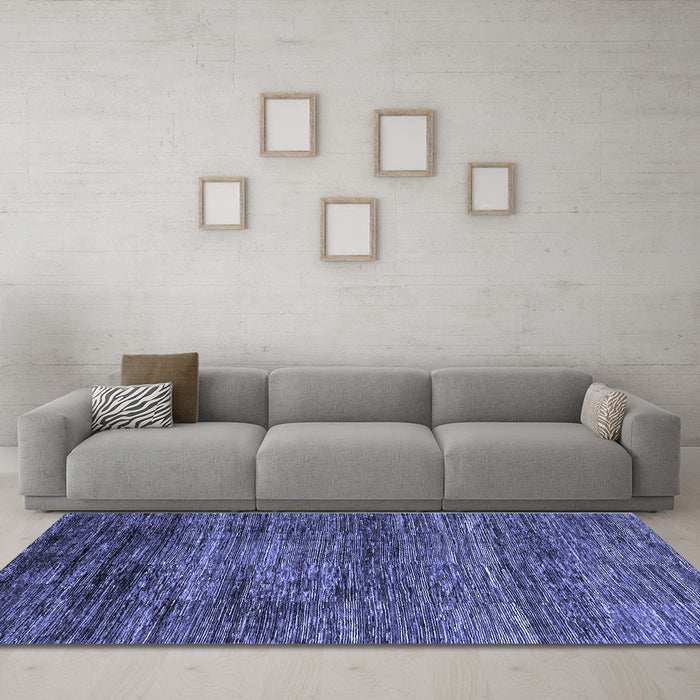 Machine Washable Oriental Blue Modern Rug in a Living Room, wshabs3055blu