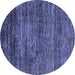 Round Machine Washable Oriental Blue Modern Rug, wshabs3055blu