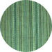 Round Machine Washable Abstract Turquoise Modern Area Rugs, wshabs3056turq