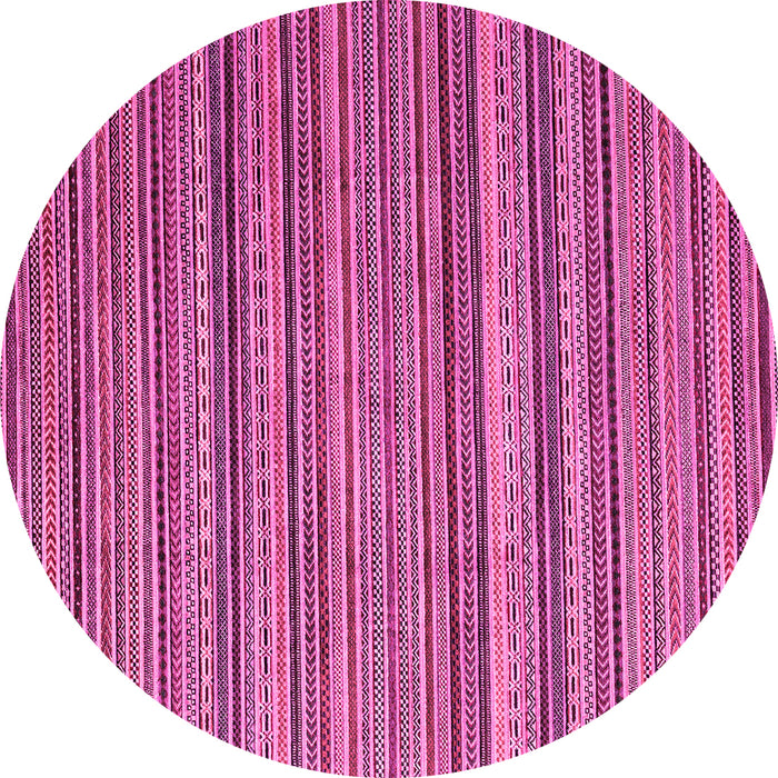 Round Machine Washable Abstract Pink Modern Rug, wshabs3056pnk