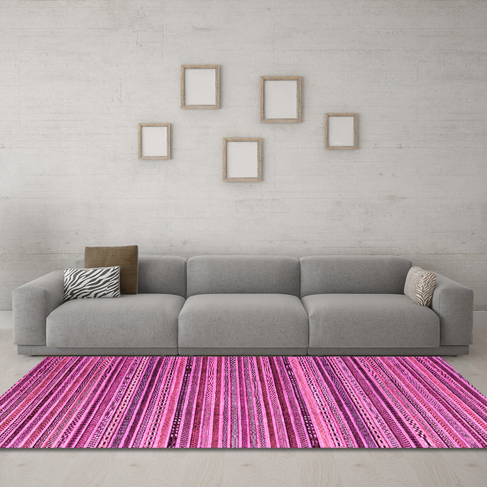 Machine Washable Abstract Pink Modern Rug in a Living Room, wshabs3056pnk