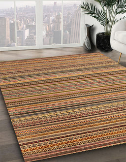 Abstract Dark Sienna Brown Modern Rug in Family Room, abs3056