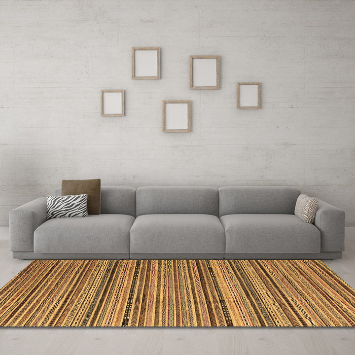 Machine Washable Abstract Brown Modern Rug in a Living Room,, wshabs3056brn