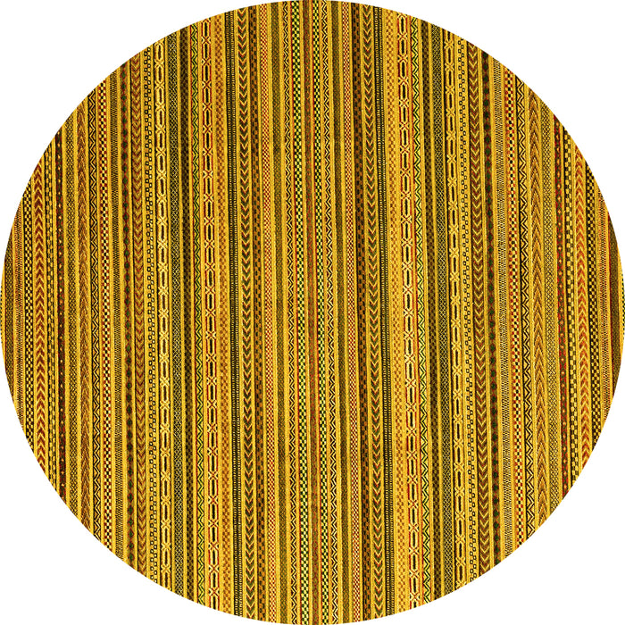 Round Machine Washable Abstract Yellow Modern Rug, wshabs3056yw