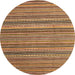 Round Abstract Dark Sienna Brown Modern Rug, abs3056