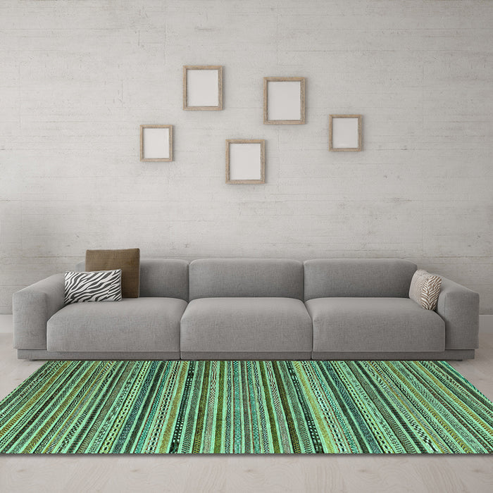 Machine Washable Abstract Turquoise Modern Area Rugs in a Living Room,, wshabs3056turq