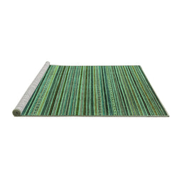 Sideview of Machine Washable Abstract Turquoise Modern Area Rugs, wshabs3056turq
