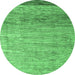 Round Abstract Emerald Green Modern Rug, abs3057emgrn