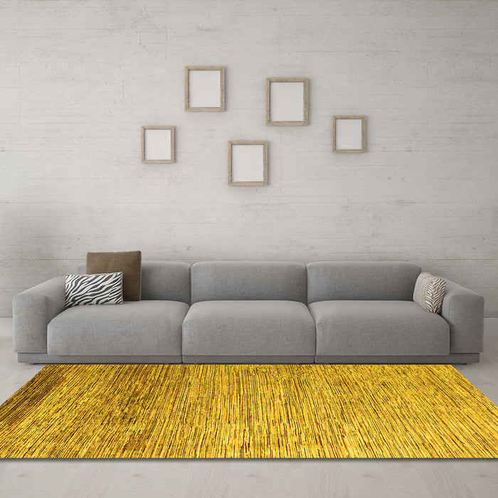 Machine Washable Abstract Yellow Modern Rug in a Living Room, wshabs3057yw