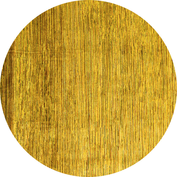 Round Abstract Yellow Modern Rug, abs3057yw